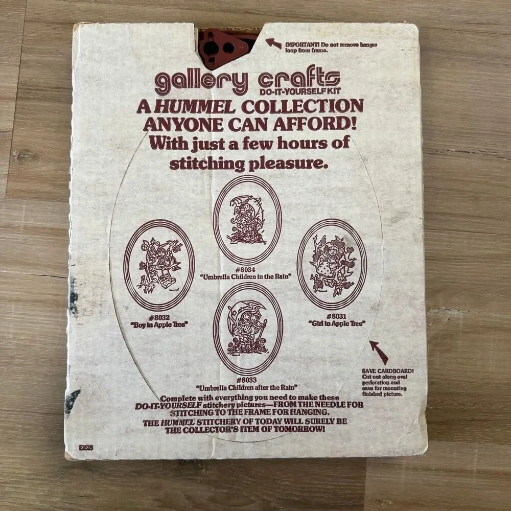 Vintage 70s Gallery Crafts Hummel Stitchery Kit Framed Embroidery Grannycore